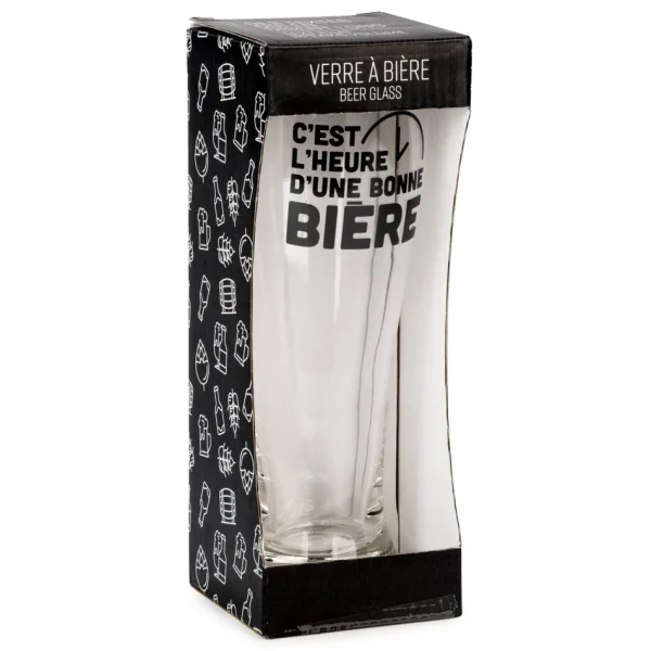 Attitudes Import 2 Beer Glass - C'Est L'Heure D'Une Bonne Biere* Products With Text