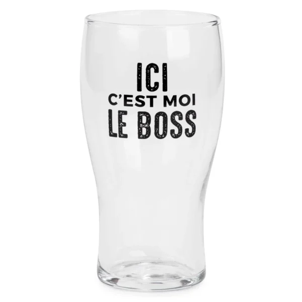 Attitudes Import 2 Beer Glass - C'Est Moi Le Boss* Products With Text