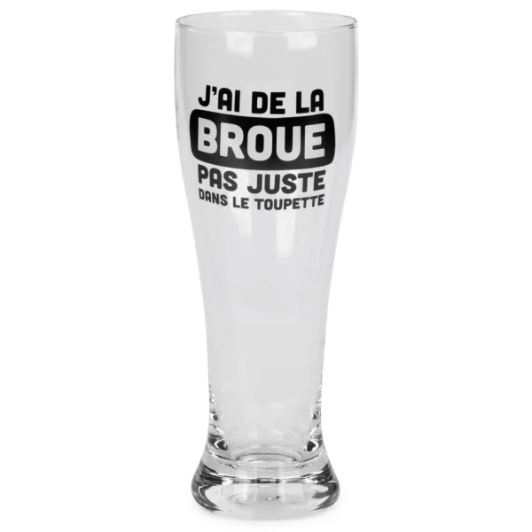 Attitudes Import 2 Beer Glass - J'Ai De La Broue Dans Le Toupet* All For Beer