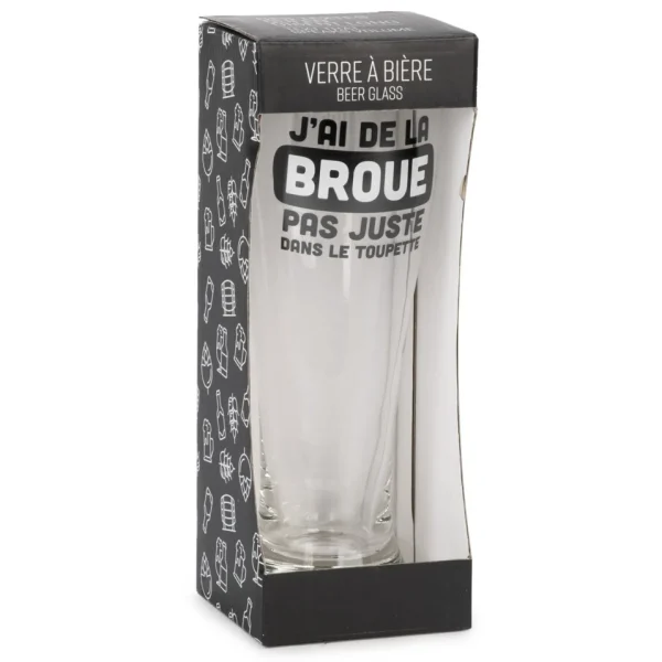 Attitudes Import 2 Beer Glass - J'Ai De La Broue Dans Le Toupet* All For Beer