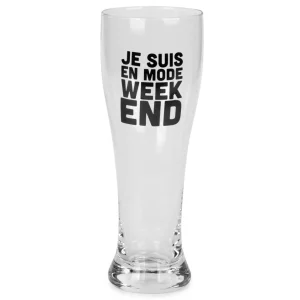 Attitudes Import 2 Beer Glass - Je Suis En Mode Week-End* All For Beer