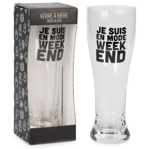 Attitudes Import 2 Beer Glass - Je Suis En Mode Week-End* Products With Text