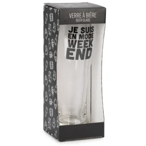 Attitudes Import 2 Beer Glass - Je Suis En Mode Week-End* Products With Text