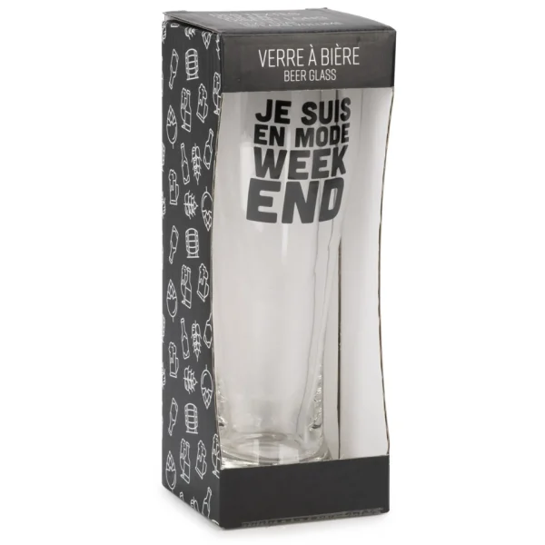 Attitudes Import 2 Beer Glass - Je Suis En Mode Week-End* Products With Text