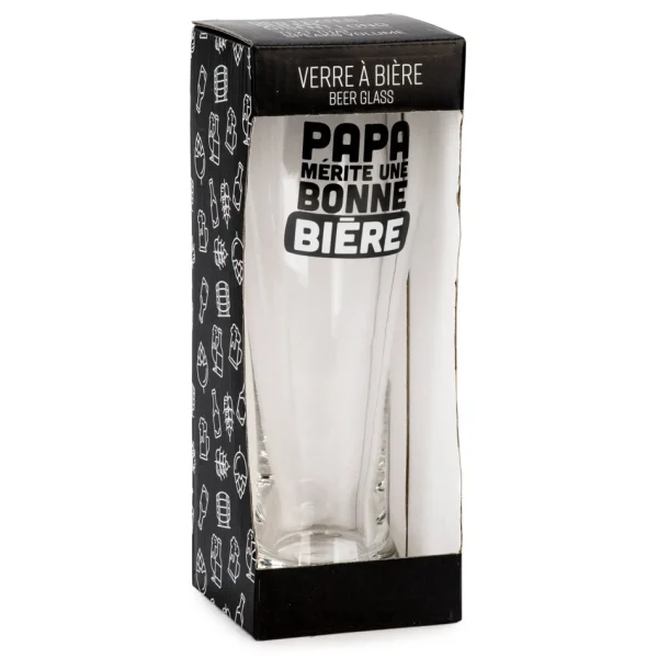 Attitudes Import 2 Beer Glass - Papa Merite Une Bonne Biere* Products With Text