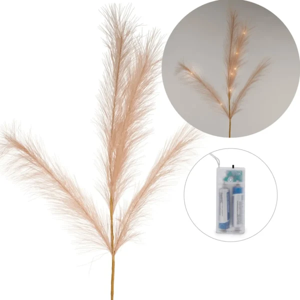 Attitudes Import Beige Feathers Stem - Illuminated* Dried Stems & Flowers
