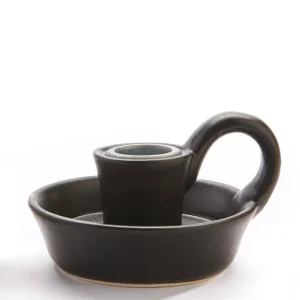 Gift Craft Black Ceramic Candleholder* Candle Holders