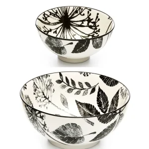 Intercontinental Mercantile Black Flowers Bowl - Kiri* Dishware