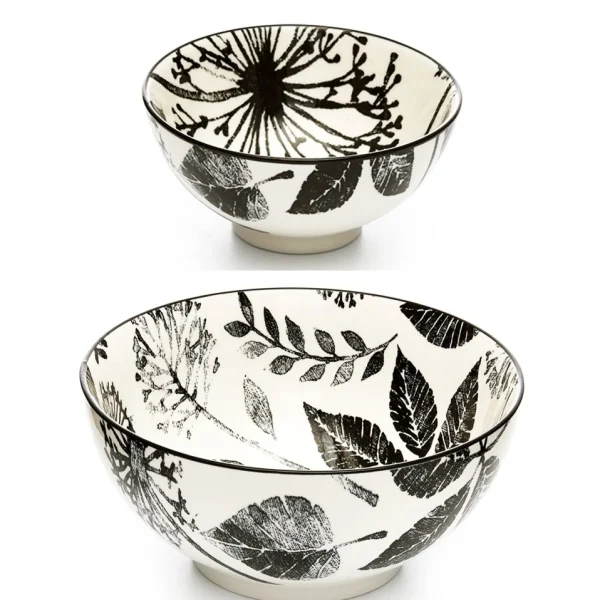 Intercontinental Mercantile Black Flowers Bowl - Kiri* Dishware