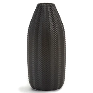 Gift Craft Black Modern Vase - Chevron Patterns* Vases & Pots