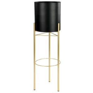 Attitudes Import 2 Black Pot On Golden Stand* Vases & Pots