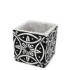 Nostalgia Import Cement Deco Pot With Spanish Motifs - Black* Vases & Pots
