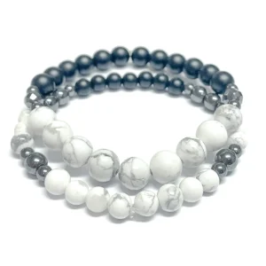 Dhyaan Duo Bracelets - Howlite And Hematite* Bracelets