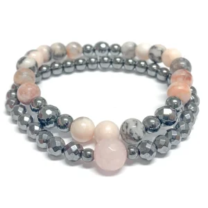 Dhyaan Duo Bracelets - Pink Opal And Hematite* Bracelets