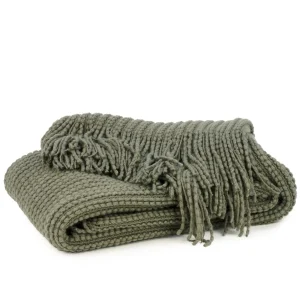 Attitudes Import 2 Fringe Throw - Khaki Green* Throws