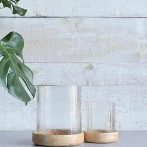 Harman Glass & Wood Candle Holder* Candle Holders