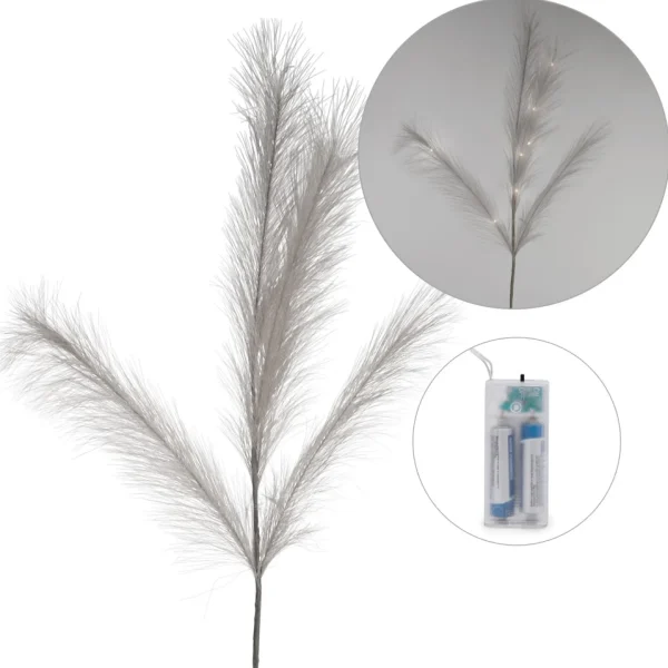 Attitudes Import Grey Feathers Stem - Illuminated* Dried Stems & Flowers