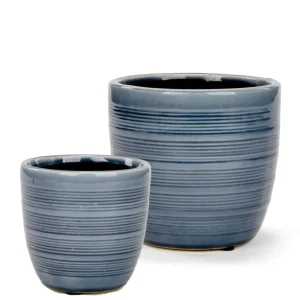 Attitudes Import 2 Lined Pot - Blue* Vases & Pots