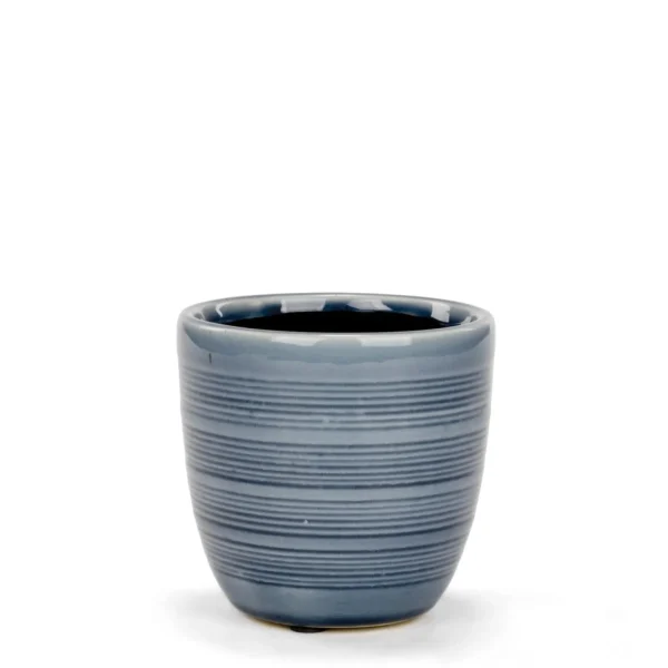 Attitudes Import 2 Lined Pot - Blue* Vases & Pots