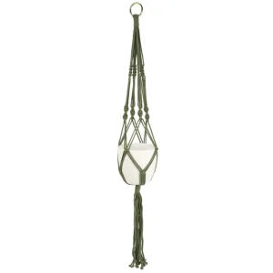 Attitudes Import Macrame Planter With Pot - Green* Planters
