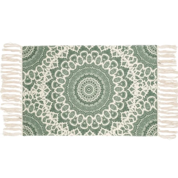 Attitudes Import 2 Mandala Rug With Fringes - Green* Rugs