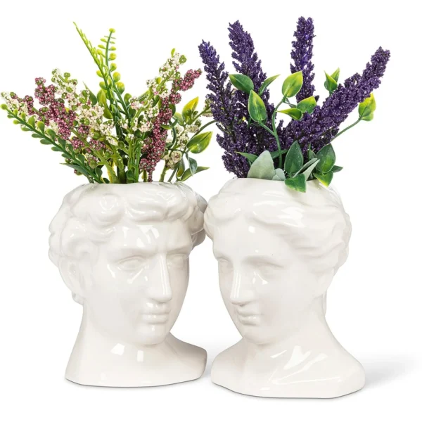 Abbott Men's Roman Face Pot - White* Vases & Pots