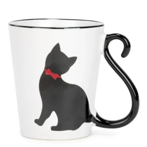Attitudes Import Mug With Black Cat - White* Mugs With Text