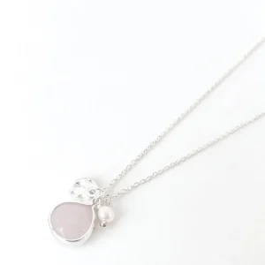 Caracol Necklace With Natural Stones Pendant - Silver & Pink* Necklaces