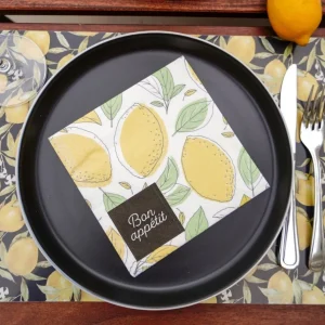 Attitudes Import 2 Placemat - Black With Lemon* Tablecloths, Placemats & Napkins