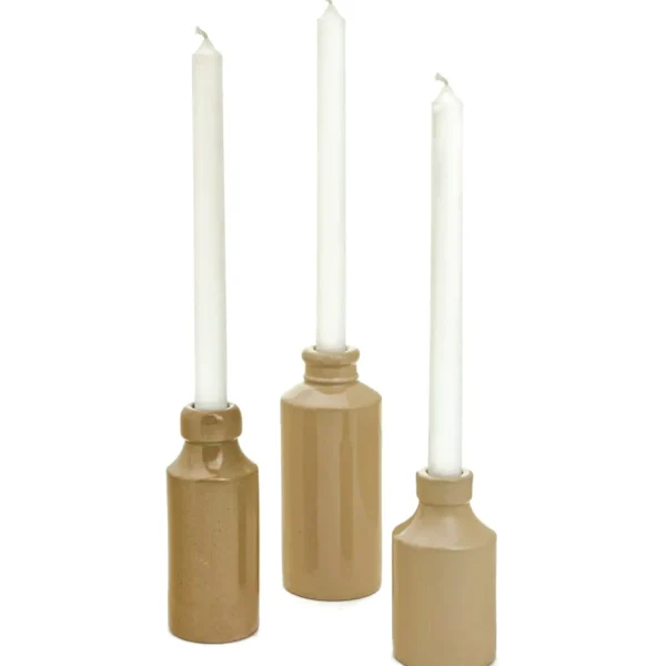 Pine Center Porcelain Candle Holder - Beige* Candle Holders