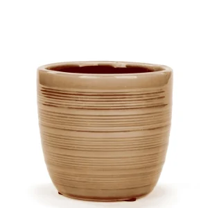 Attitudes Import 2 Pot With Horizontal Lines - Ochre* Vases & Pots