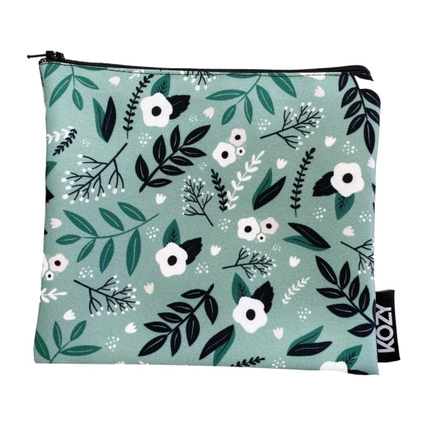 Les textiles Patlin Reusable Medium Snack Bag - Green Flower* Lunches