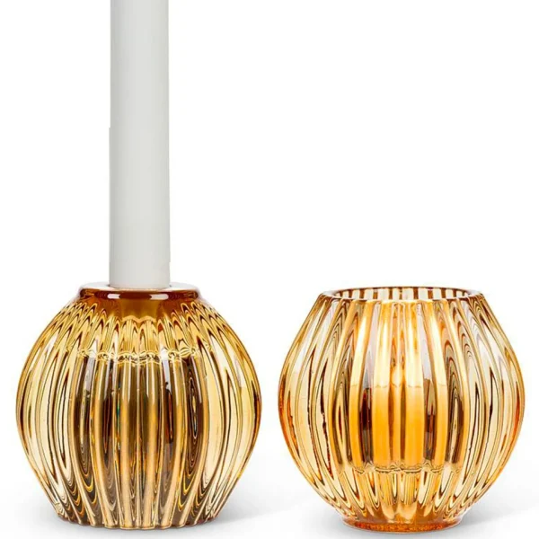 Abbott Reversible Glass Candle Holder - Amber* Candle Holders