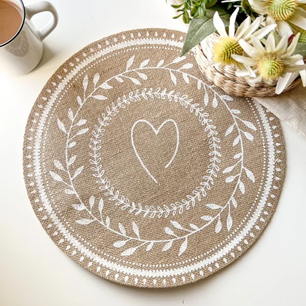 Nostalgia Import Round Patterned Placemat - Heart* Tablecloths, Placemats & Napkins