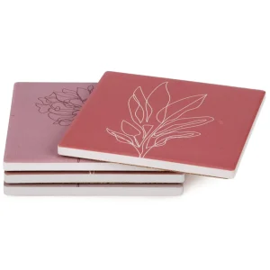 Attitudes Import Set Of 4 Coasters - Flowers* Serving Accessories
