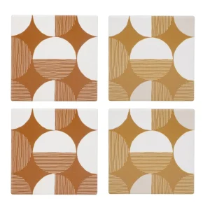 Attitudes Import Set Of 4 Geo Coasters - Ochre* Serving Accessories