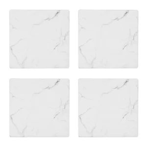Attitudes Import Set Of 4 Marbled Coasters - White* Serving Accessories