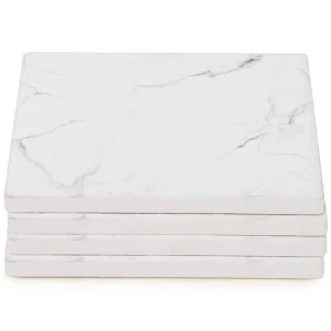 Attitudes Import Set Of 4 Marbled Coasters - White* Serving Accessories