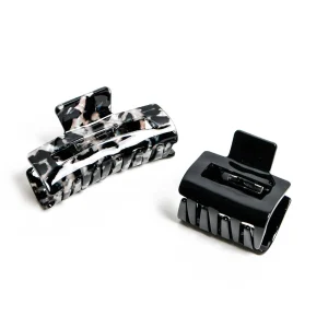 Caracol Set Of 2 Resin Hair Clips - Black & White* Hair Accessories