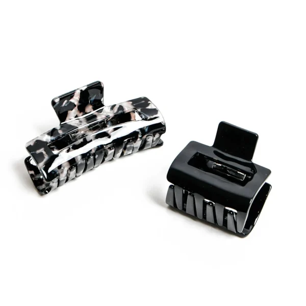 Caracol Set Of 2 Resin Hair Clips - Black & White* Hair Accessories