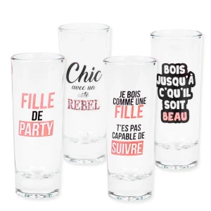 Attitudes Import Set Of 4 Shot Glasses - Girl's Party* All For Spirits