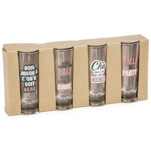Attitudes Import Set Of 4 Shot Glasses - Girl's Party* All For Spirits