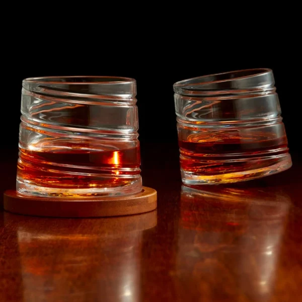 Intercontinental Mercantile Set Of Spiral Glasses And Coasters* All For Spirits