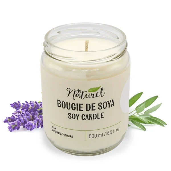 Au Naturel Soy Candle 500Ml - Lavender And Sage* Scented Candles