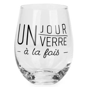 Attitudes Import Steamless Wine Glass - Un Jour/Verre A La Fois* Products With Text