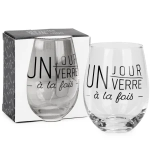 Attitudes Import Steamless Wine Glass - Un Jour/Verre A La Fois* Products With Text