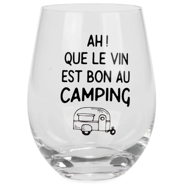 Attitudes Import Stemless Wine Glass - Camping* Products With Text