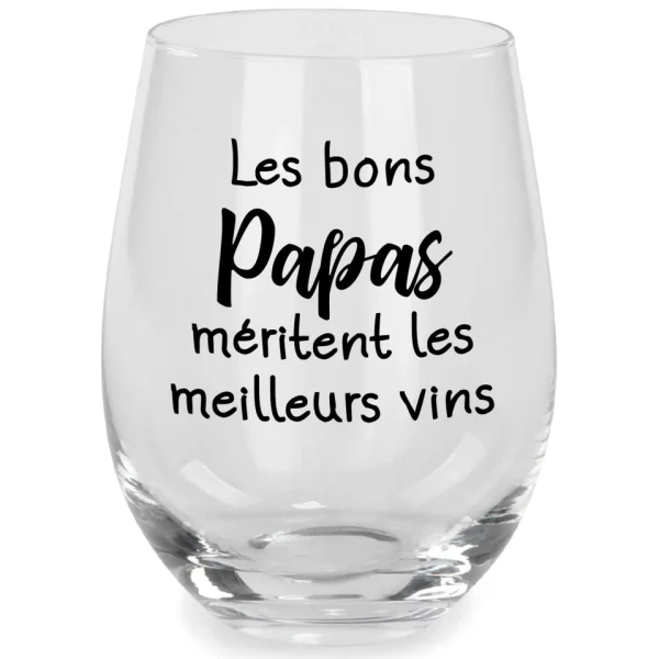 Attitudes Import Stemless Wine Glass - Les Bons Papas* Products With Text