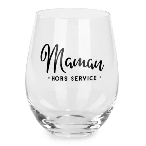 Attitudes Import 2 Stemless Wine Glass - Maman Hors Service* Products With Text