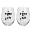 Attitudes Import 2 Stemless Wine Glass - Tel Pere Tel Fils* Products With Text